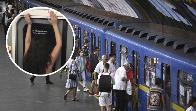 У метро Києва відіжгла напівроздягнена пасажирка: змусила червоніти чоловіків (Відео)