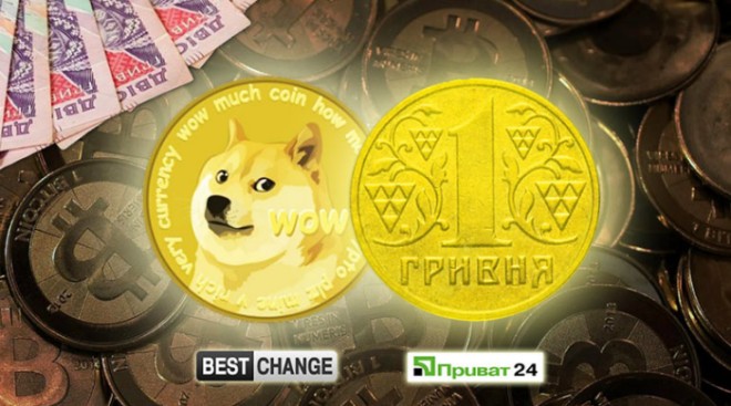 Обмен гривен с карты ПриватБанка через Приват24 на криптовалюту Dogecoin (DOGE)