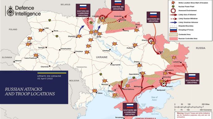 Британська розвідка показала, які території України контролюють російські війська